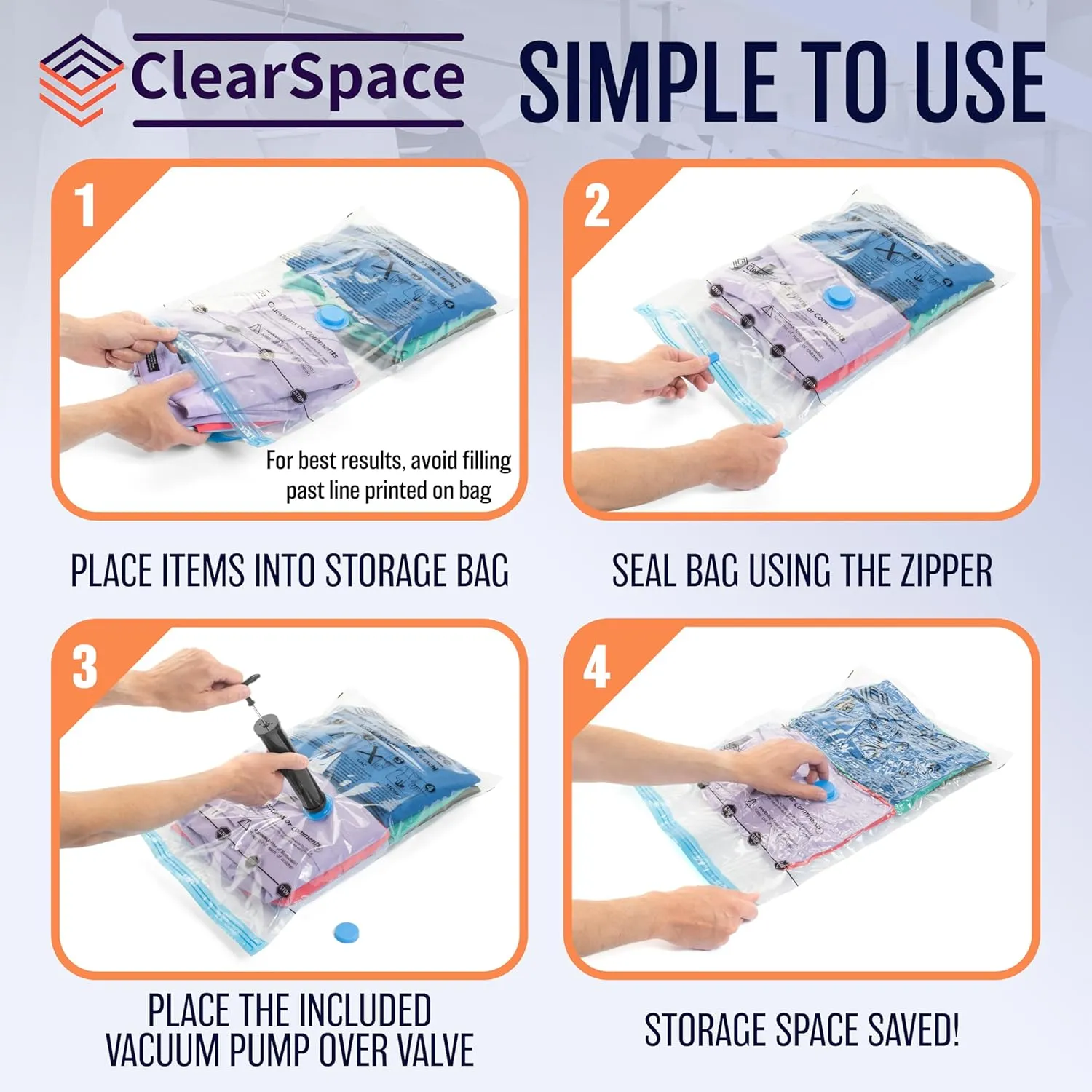 Vacuum Seal Bags for Clothing Travel, 10 Large - Space Saver Vacuum Storage Bags, Blanket & Clothes Storage Bags Vacuum Sealed – Hand Pump Included, Bolsas Para Guardar Ropa Al Vacío