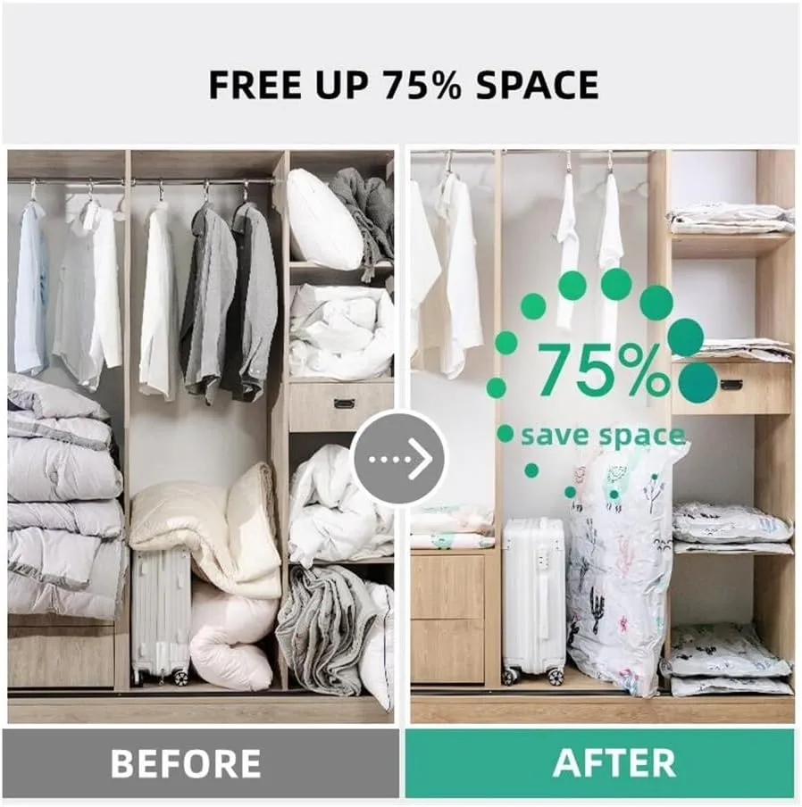 Vacuum Storage Bag Pumping Cotton Quilt Compression Bag Packing Finishing Vacuum Bag Thickening Clothes Storage Bag(Bear,60 X 80cm)