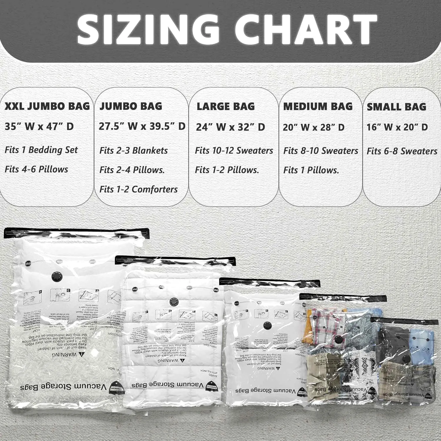 Vacuum Storage Bags 12 Jumbo, Space Saver Bags with Travel Hand Pump, Compression Airtight Sealer Bags for Clothes, Bedding, Pillows, Comforters, Blankets