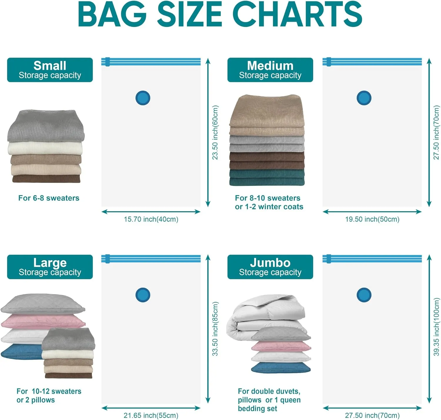 Vacuum Storage Bags with Electric Air Pump, 12 Jumbo (39.4x27.5in), Space Saver Bags with Pump, Storage Vacuum Sealed Bags for Clothes, Comforters, Blankets, Bedding