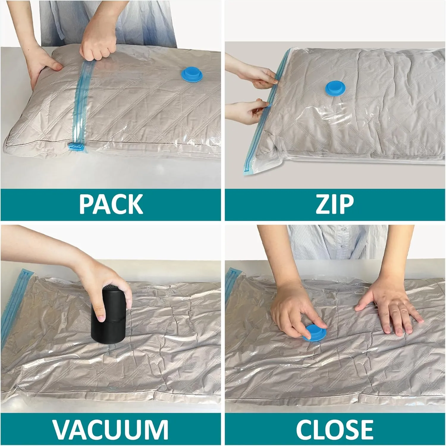 Vacuum Storage Bags with Electric Air Pump, 12 Jumbo (39.4x27.5in), Space Saver Bags with Pump, Storage Vacuum Sealed Bags for Clothes, Comforters, Blankets, Bedding