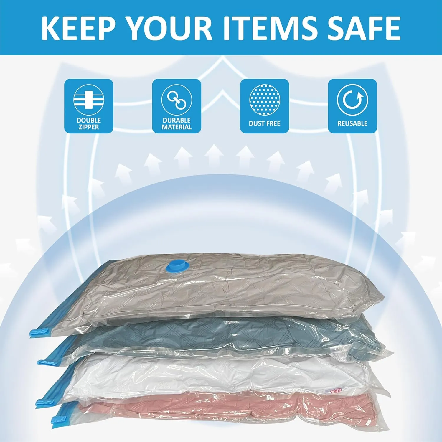 Vacuum Storage Bags with Electric Air Pump, 12 Large (33.5x21.7in), Space Saver Bags with Pump, Storage Vacuum Sealed Bags for Clothes, Comforters, Blankets, Bedding