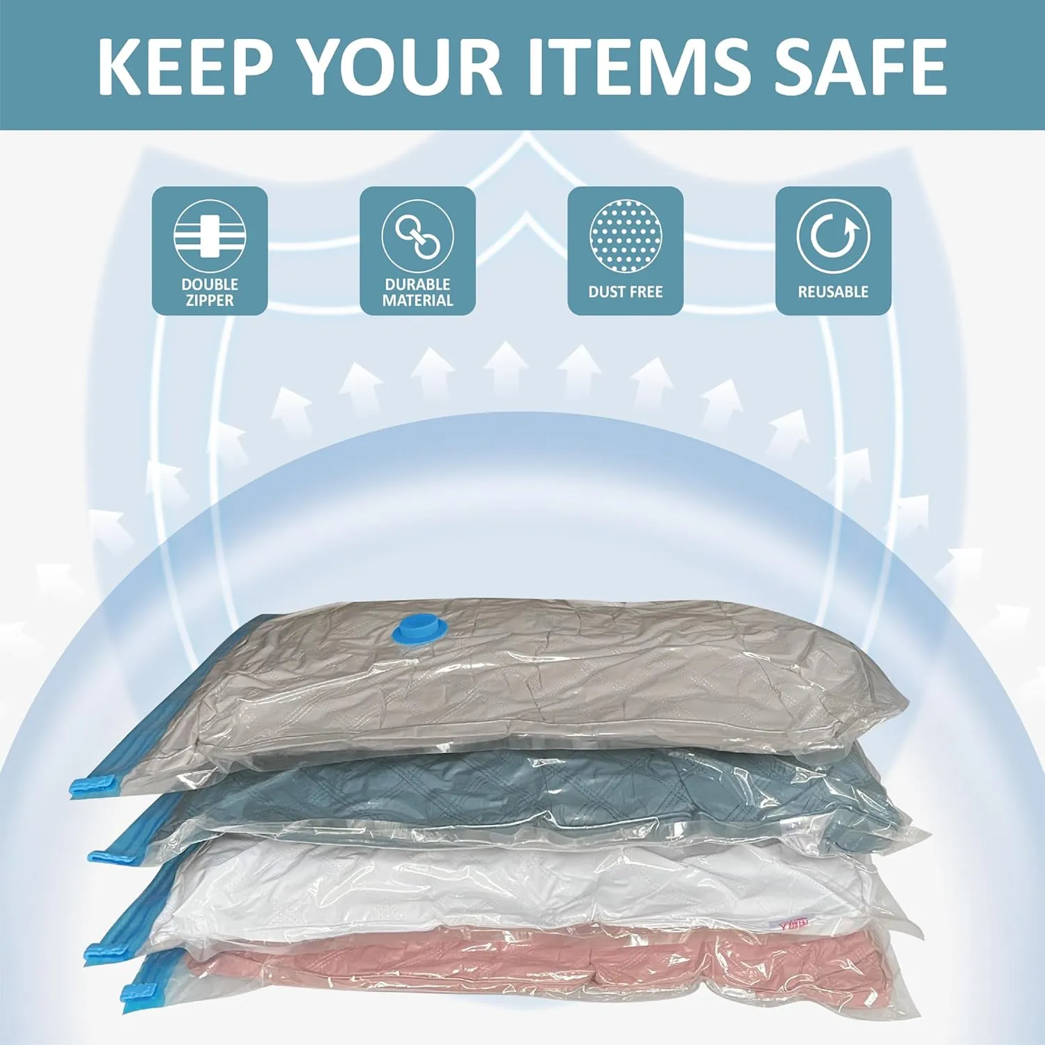 Vacuum Storage Bags with Electric Pump, 16 Pack (3 Jumbo/3 Large/5 Medium/5 Small), Space Saver Bags with Pump, Storage Vacuum Sealed Bags for Clothes, Comforters, Blankets, Bedding