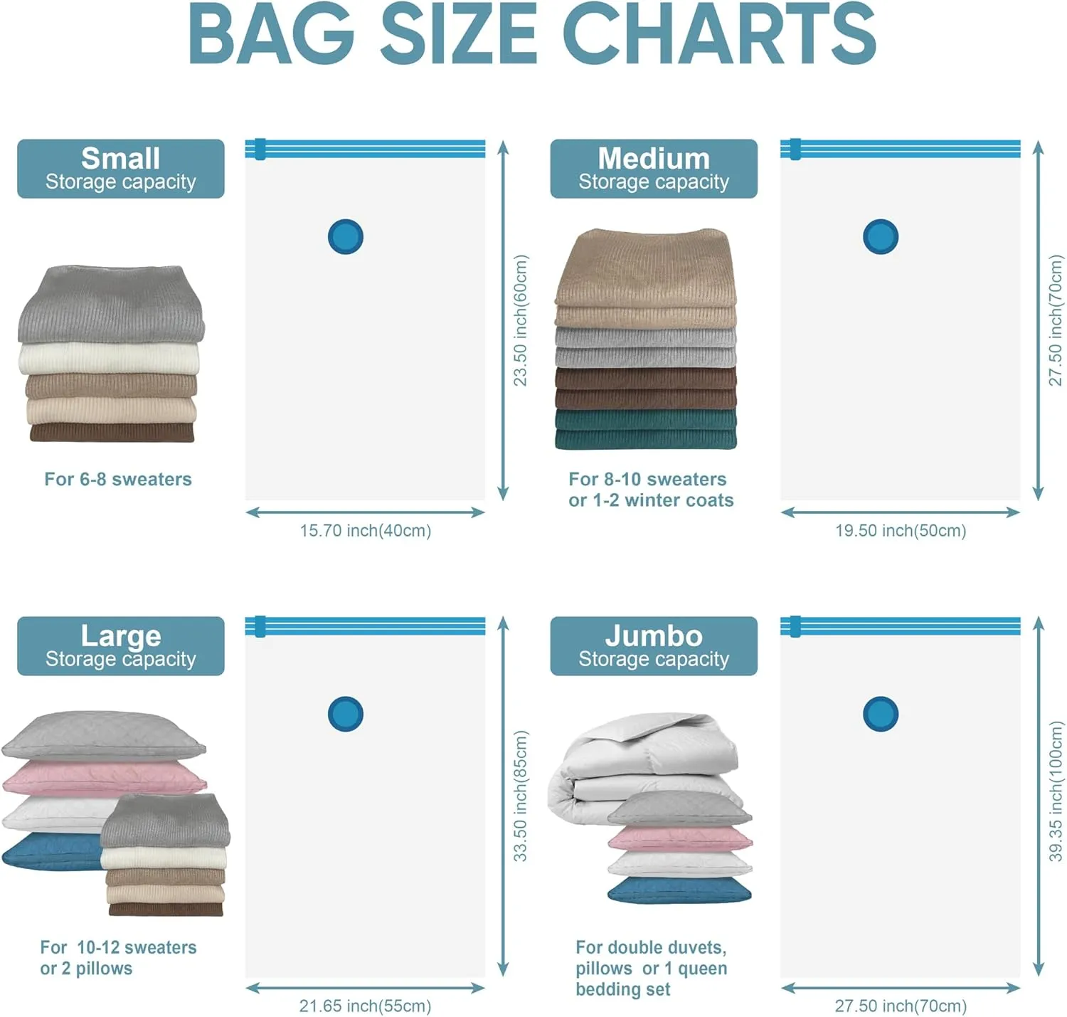 Vacuum Storage Bags with Electric Pump, 16 Pack (3 Jumbo/3 Large/5 Medium/5 Small), Space Saver Bags with Pump, Storage Vacuum Sealed Bags for Clothes, Comforters, Blankets, Bedding