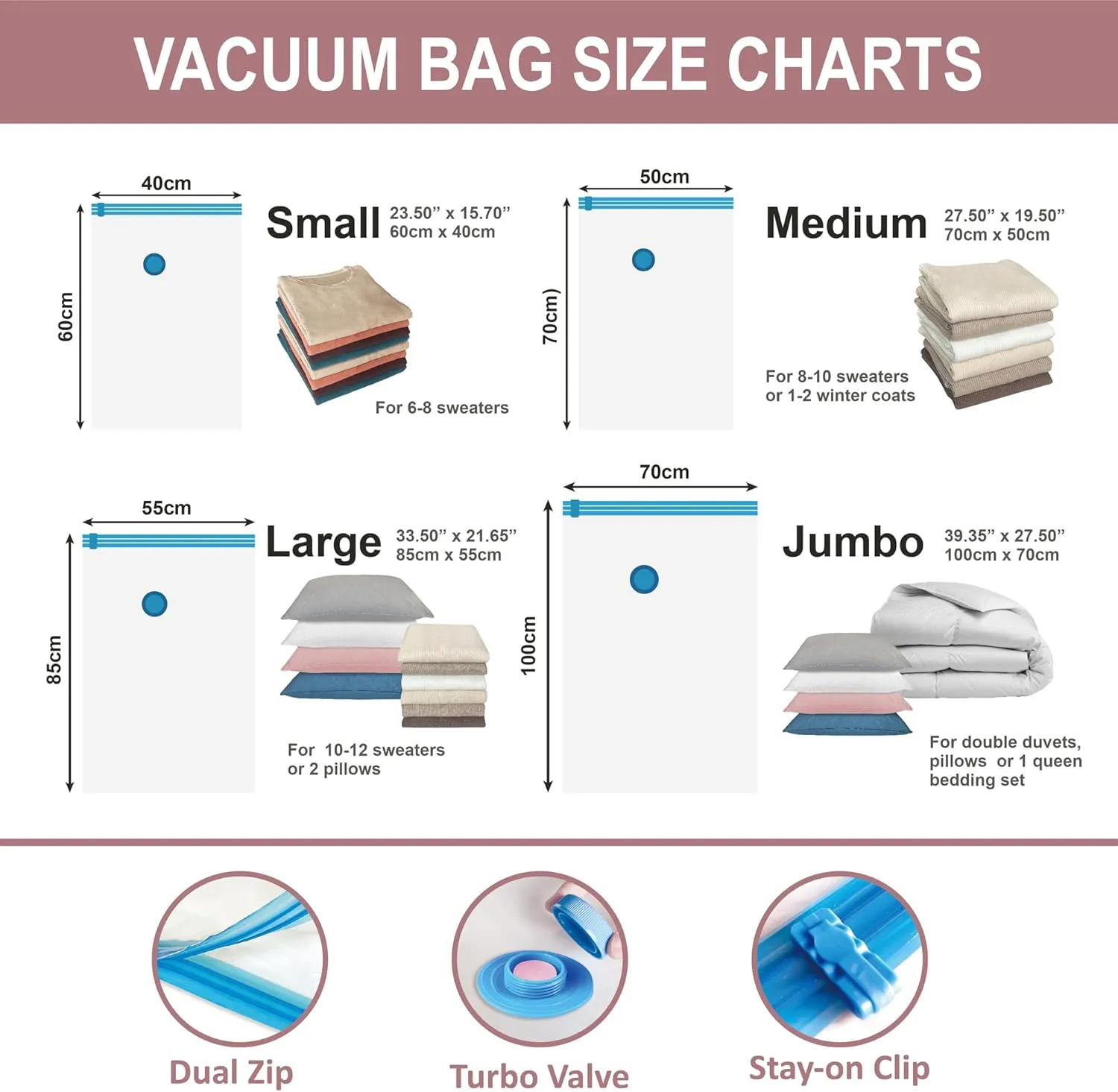 Vacuum Storage Bags with Electric Pump, 16 Pack (3 Jumbo/3 Large/5 Medium/5 Small), Space Saver Bags with Pump, Storage Vacuum Sealed Bags for Clothes, Comforters, Blankets, Bedding