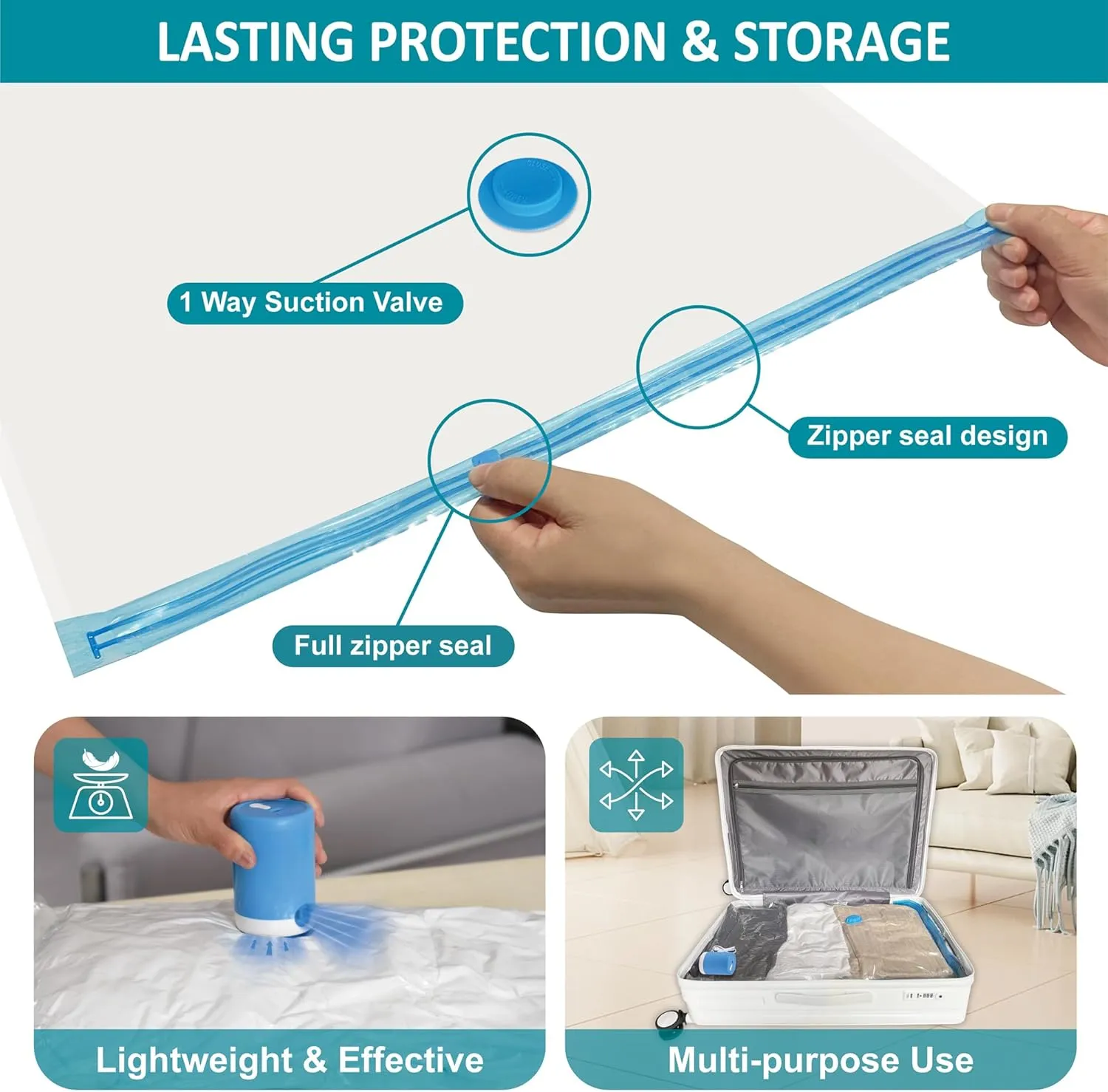 Vacuum Storage Bags with Electric Pump, 26 Pack (3 Jumbo/3 Large/10 Medium/10 Small) Vacuum Seal Space Saver Bags for Clothing, Pillows, Blanket, Bedding, Comforters