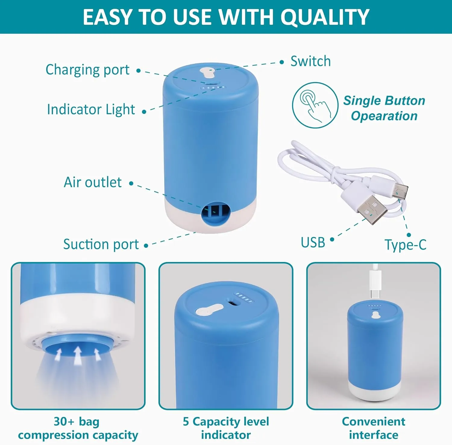 Vacuum Storage Bags with Electric Pump, 26 Pack (3 Jumbo/3 Large/10 Medium/10 Small) Vacuum Seal Space Saver Bags for Clothing, Pillows, Blanket, Bedding, Comforters
