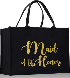VANESSA ROSELLA Premium Quality Wedding Bridal Shower Bride 100% Cotton Chic Tote Bag with 3 Color Option