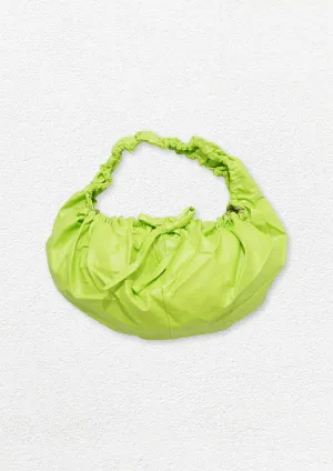 Vegan leather circular shoulder bag - lime
