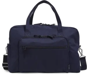Vera Bradley Women's Cotton Weekender Travel Bag, Classic Navy - Recycled Cotton, One Size