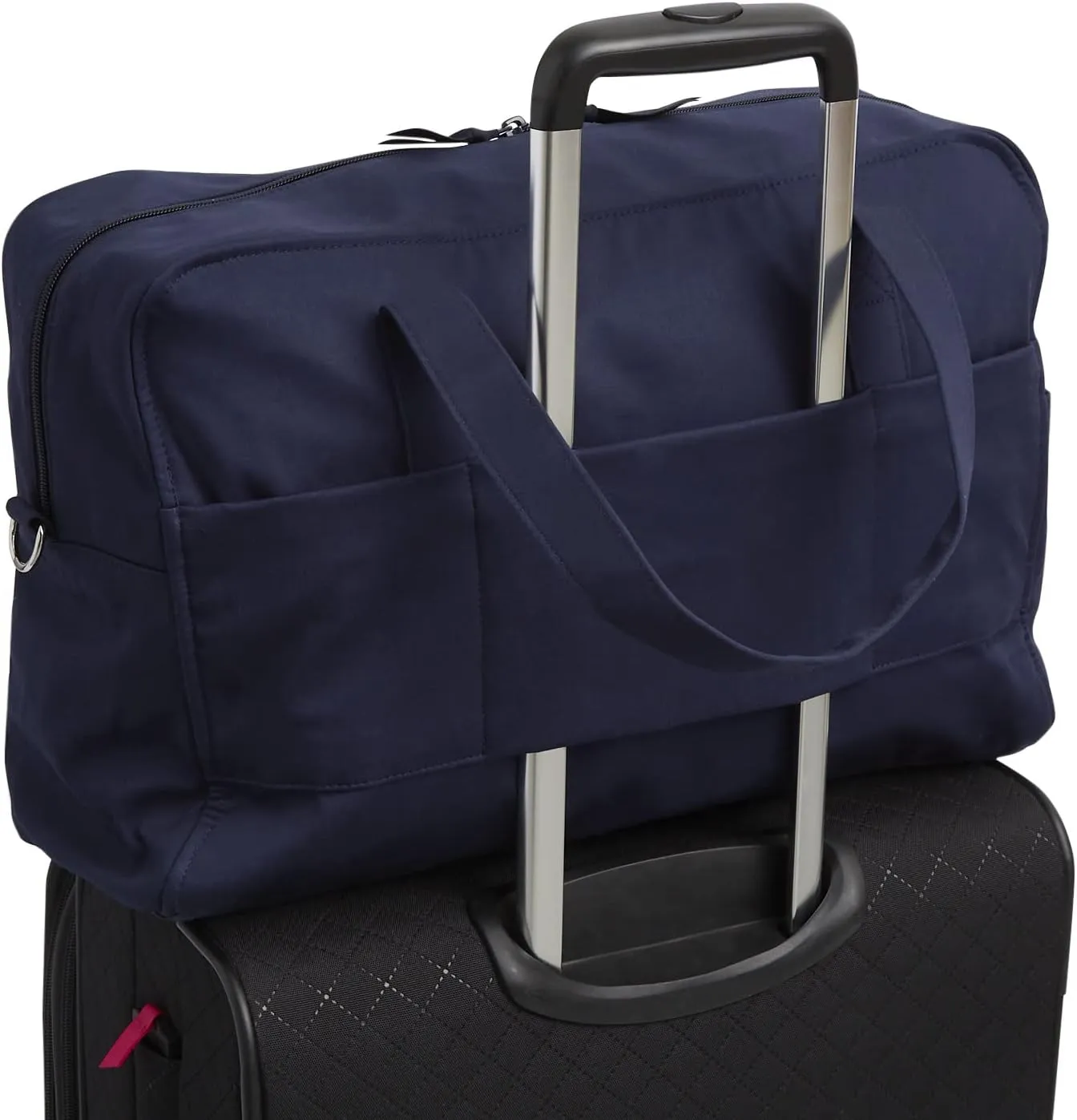 Vera Bradley Women's Cotton Weekender Travel Bag, Classic Navy - Recycled Cotton, One Size