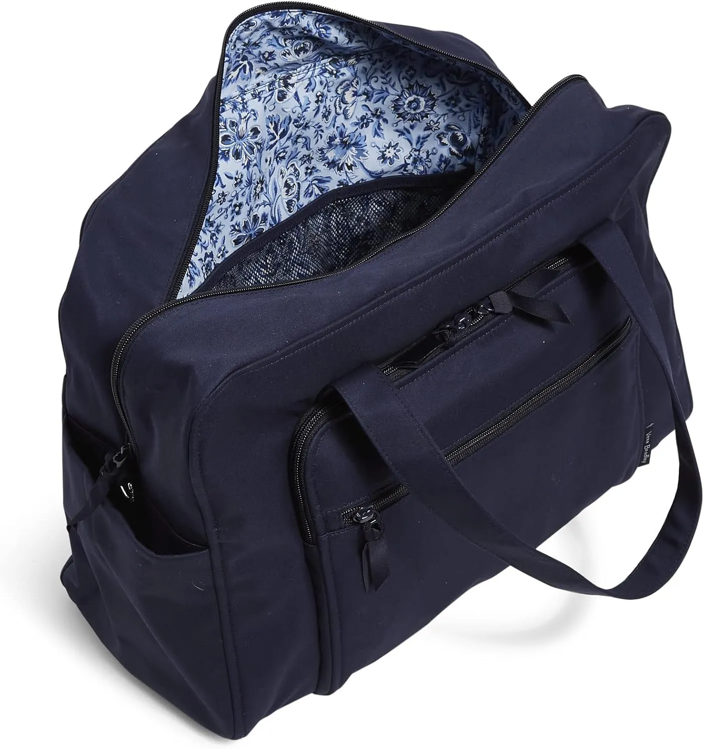 Vera Bradley Women's Cotton Weekender Travel Bag, Classic Navy - Recycled Cotton, One Size