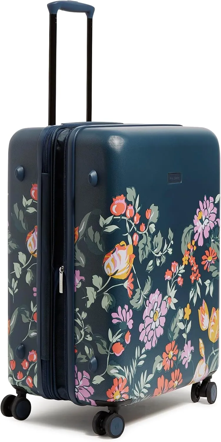 Vera Bradley Women's Hardside Rolling Suitcase Luggage, Fresh-Cut Floral Green, 26" Check in