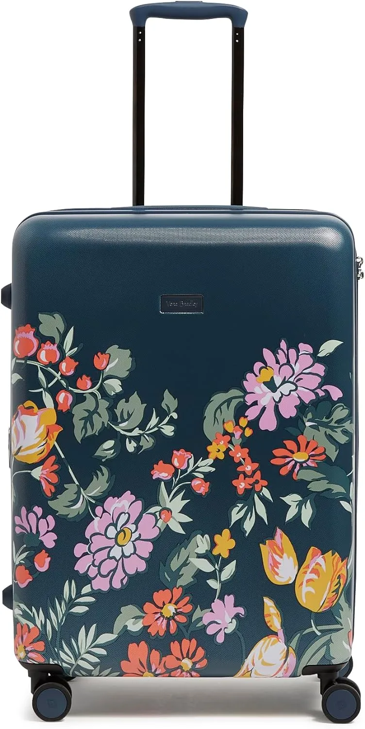 Vera Bradley Women's Hardside Rolling Suitcase Luggage, Fresh-Cut Floral Green, 26" Check in