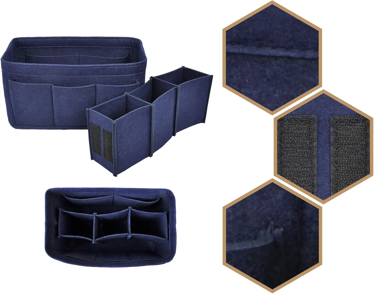 Vercord Felt Purse Organizer Handbag Insert Liner Shaper Bag in Bags for Speedy Neverfull Tote Navy Medium