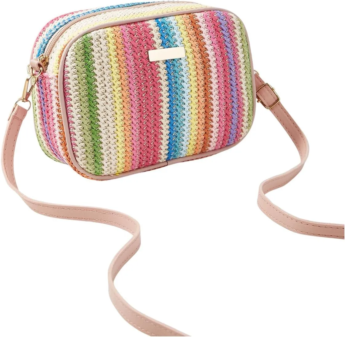 Verdusa Women's Mini Crossbody Bags Straw Purses Woven Beach Bag
