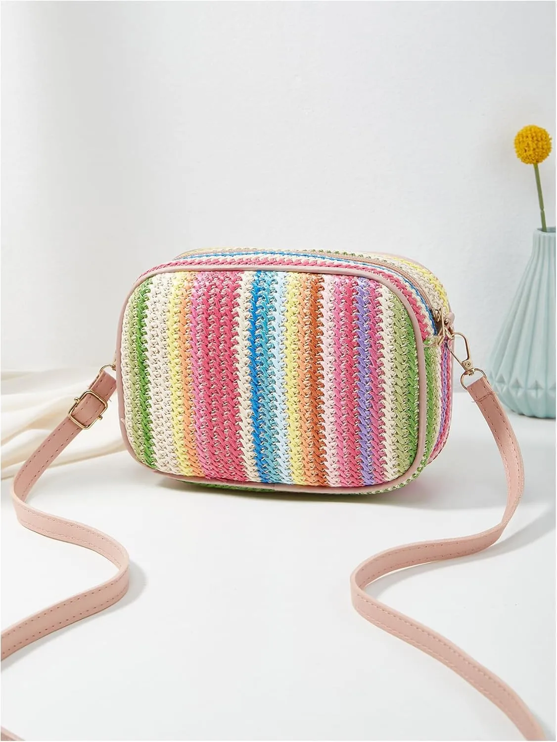 Verdusa Women's Mini Crossbody Bags Straw Purses Woven Beach Bag