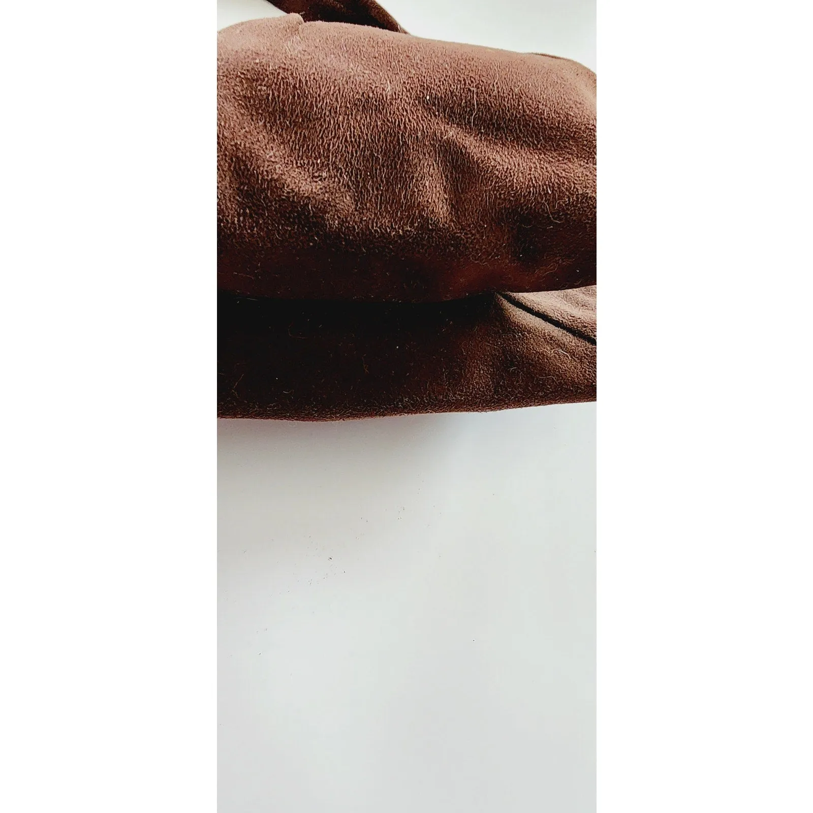 Vintage 40s Brown Bag Brushed Suede Mother of Pearl Buechner