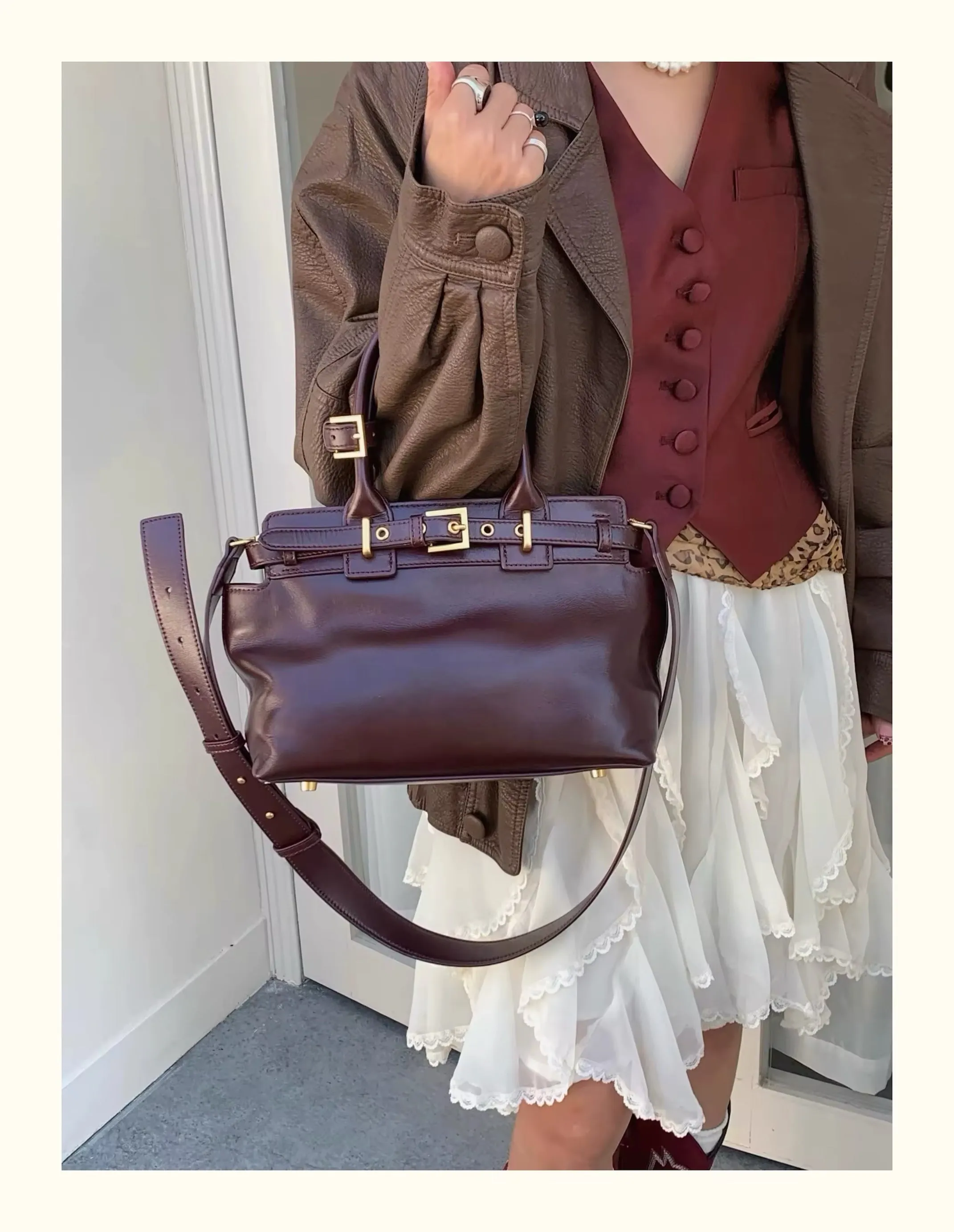 Vintage Charm: Handmade Women's Retro Suede Bag