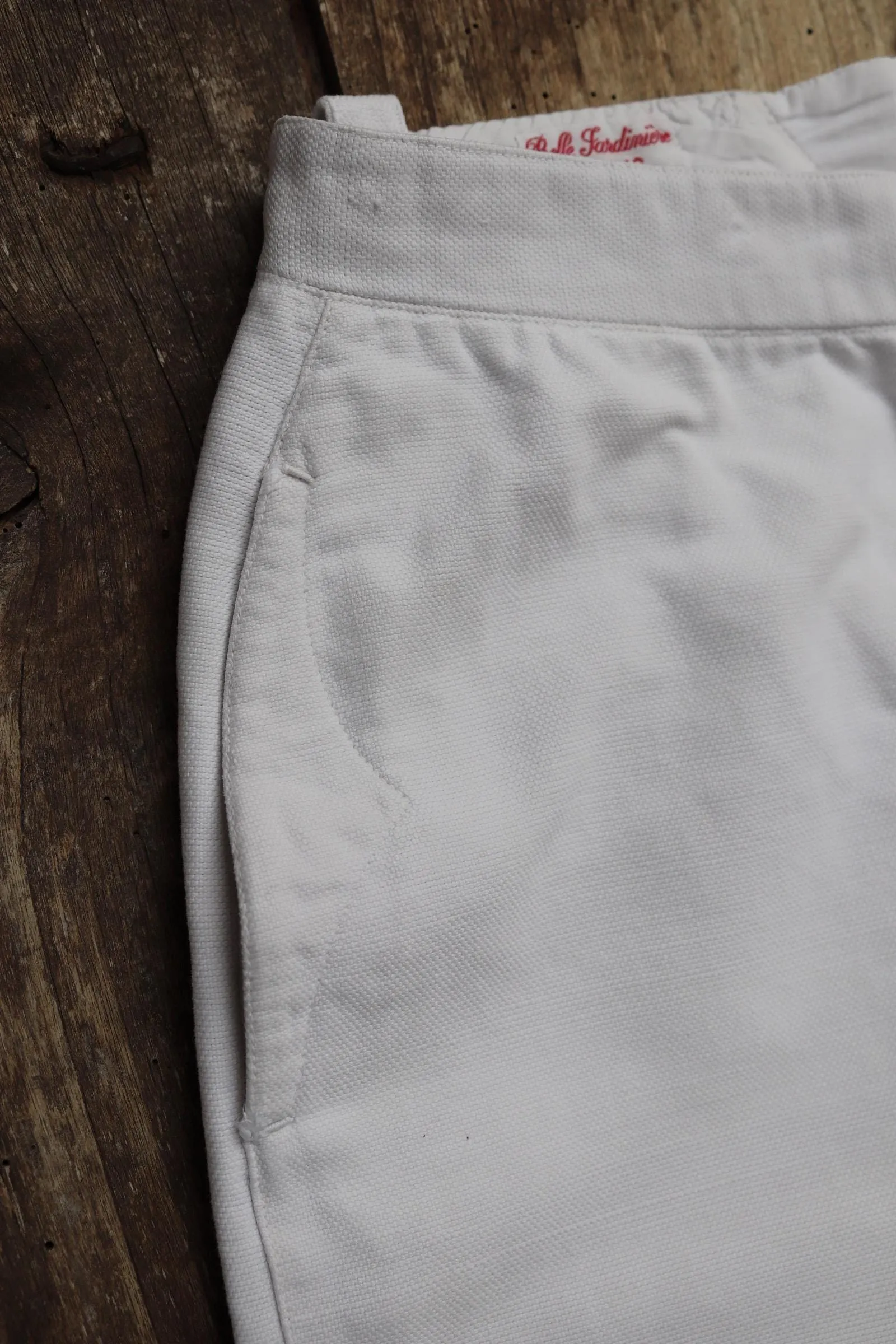 Vintage French shorts - antique Belle Jardiniere - 1910s 20s white cotton workwear - 28” x 11”