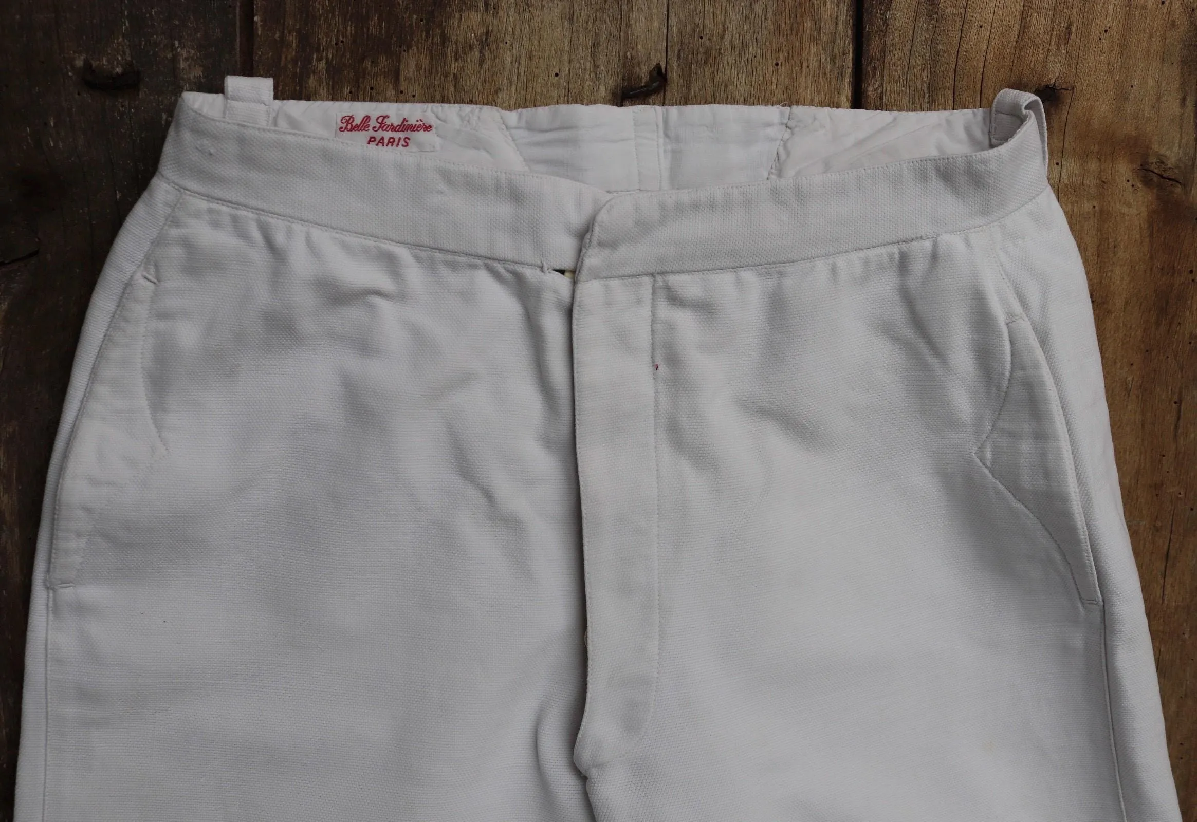 Vintage French shorts - antique Belle Jardiniere - 1910s 20s white cotton workwear - 28” x 11”