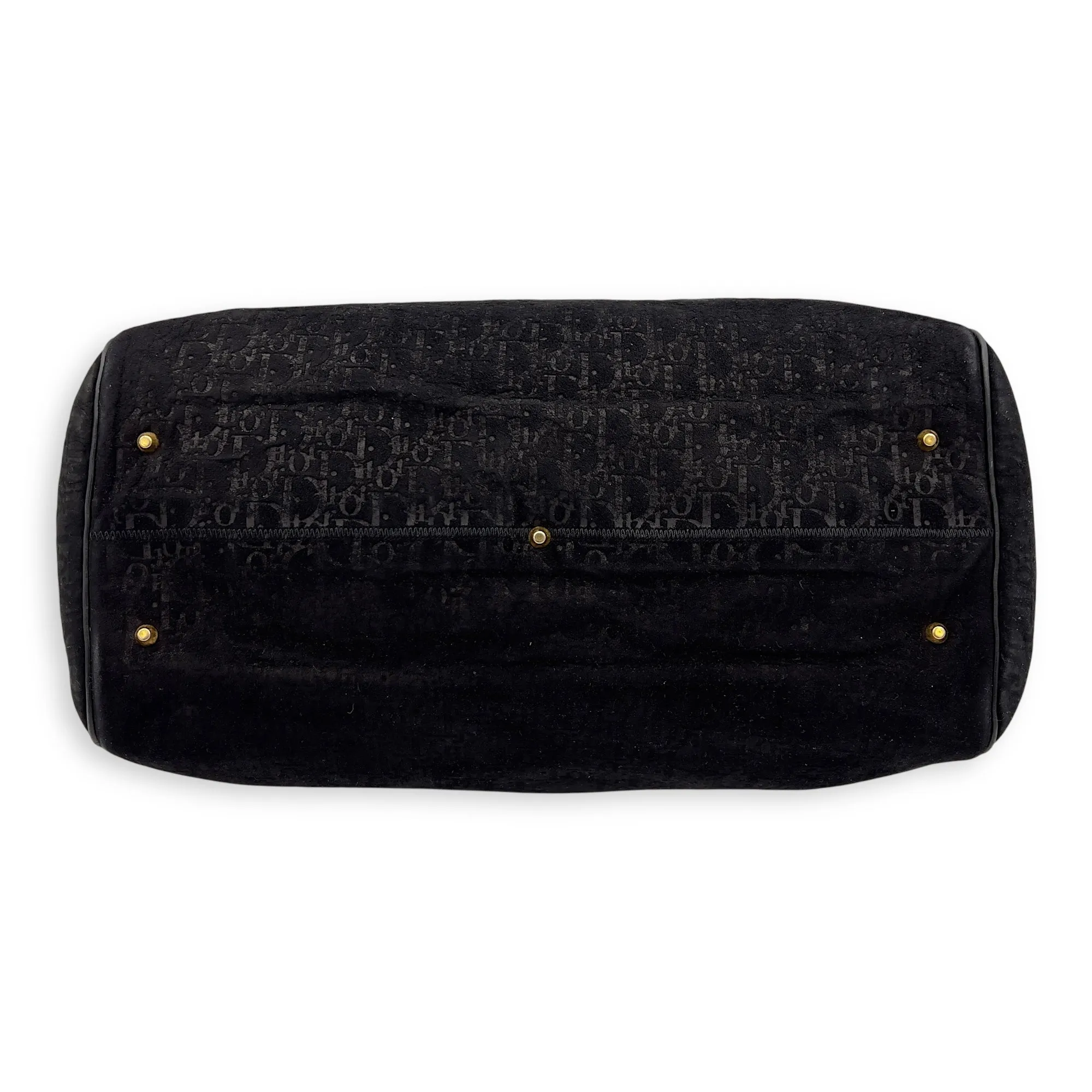 Vintage Top Handle Bag Black in Suede Leather, Gold hardware