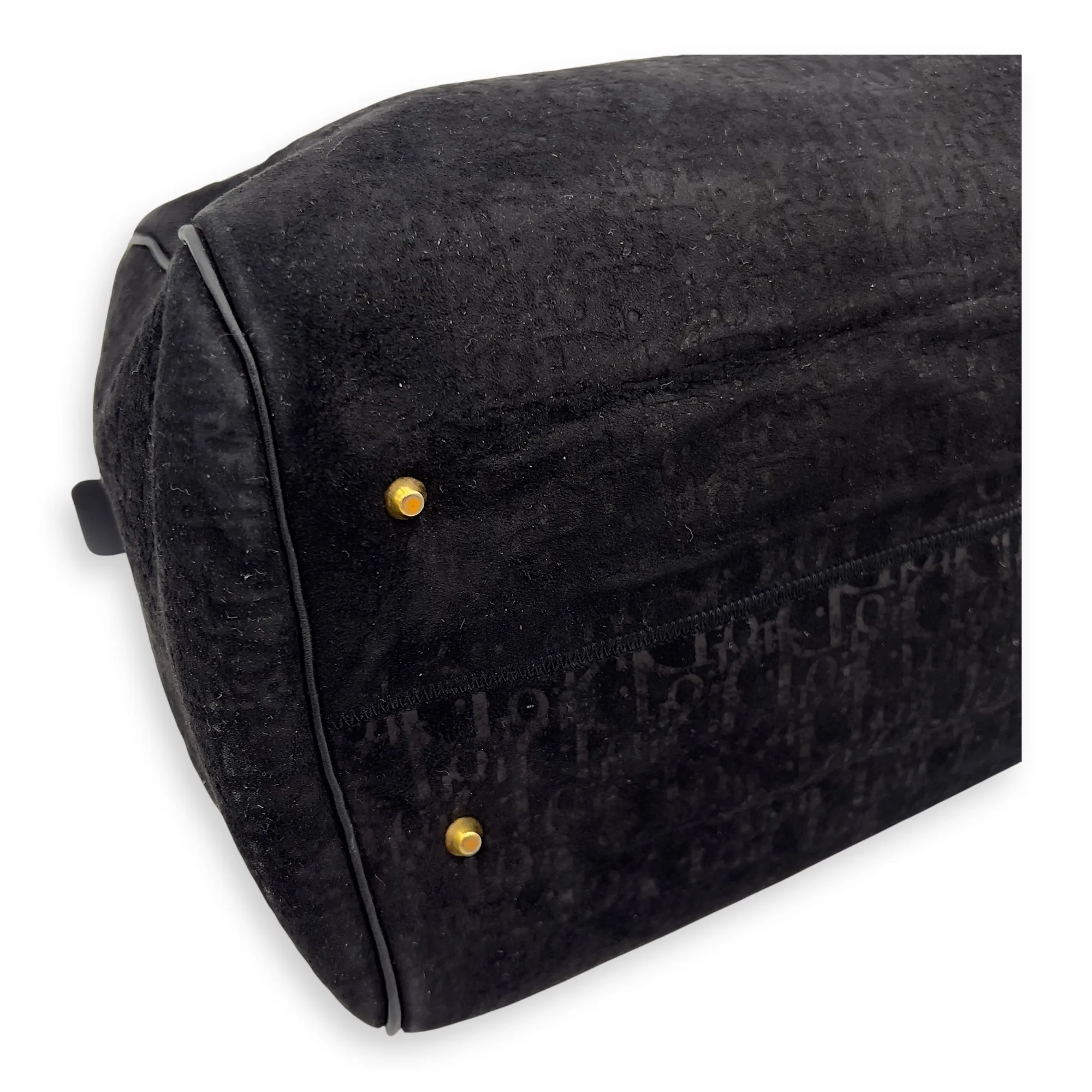 Vintage Top Handle Bag Black in Suede Leather, Gold hardware