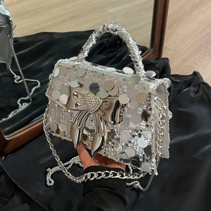 VIP offer Solid Bags Sequins Celebrities Elegant Bow With Special discount