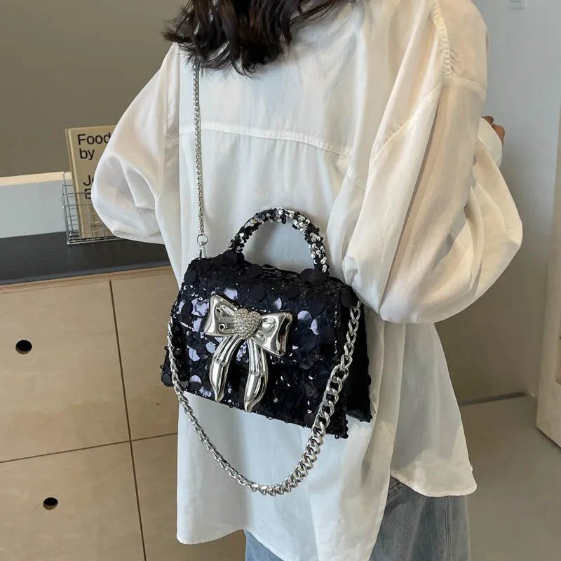 VIP offer Solid Bags Sequins Celebrities Elegant Bow With Special discount