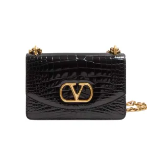 VO GARAVANI VAIN SMALL SHOULDER BAG IN CROCODILE BLACK 19CM 6W0B0R17TVG 0NO