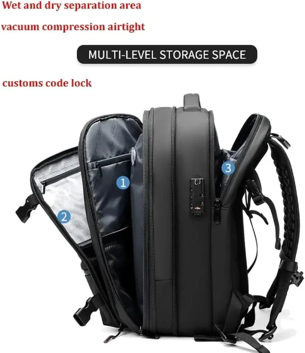Voyagevac Backpack, Vacpack Backpack with Vacuum, 60L Expandable, Vacuum Compression Waterproof Travel Adventure Commuting (Gray)
