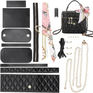 WADORN DIY PU Leather Crossbody Bucket Bag Making Kit, Handmade Shoulder Bag Sewing Materials Handicraft Purse Making All Accessories DIY Personalized Bag Stitching Set, 6.69x3.15x5.51 lnch, Black