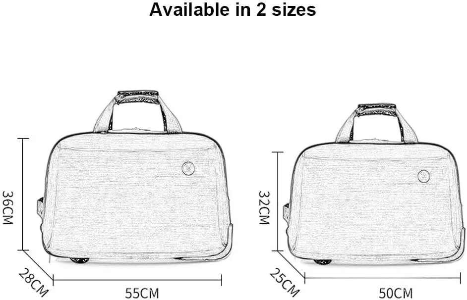 Waterproof Rolling Duffel Bag Wheeled Business Carry on Luggage, Soft Rolling Tote Travel Bag Suitcases on Wheels, Overnight Weekender Bags for Man (Color : Blue, Size : Large)