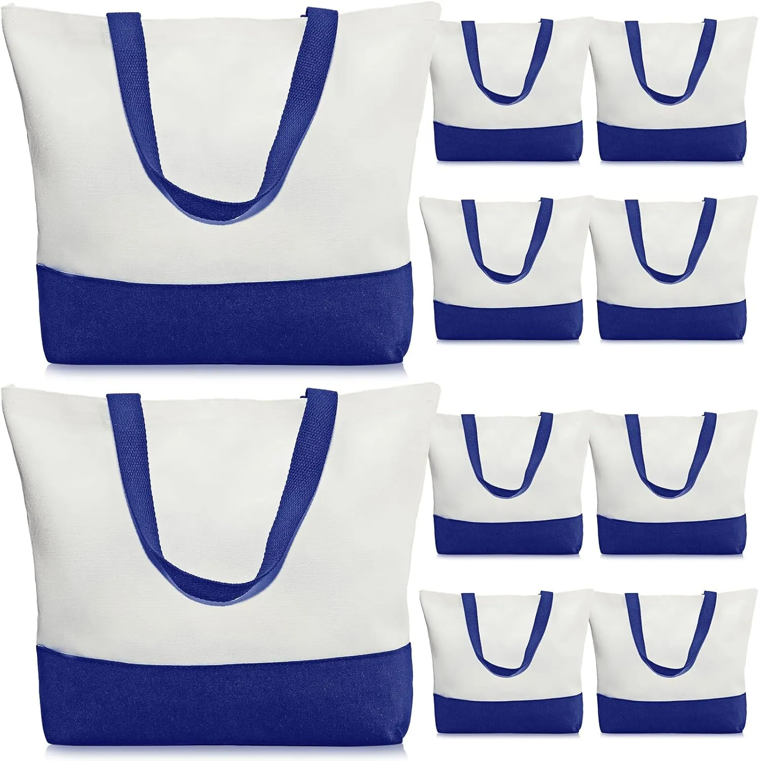 Weewooday 10 Pack Canvas Tote Bag Large Blank Reusable Grocery Bags with Handles DIY Cloth for Shopping Beach Travel