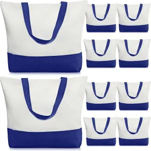 Weewooday 10 Pack Canvas Tote Bag Large Blank Reusable Grocery Bags with Handles DIY Cloth for Shopping Beach Travel