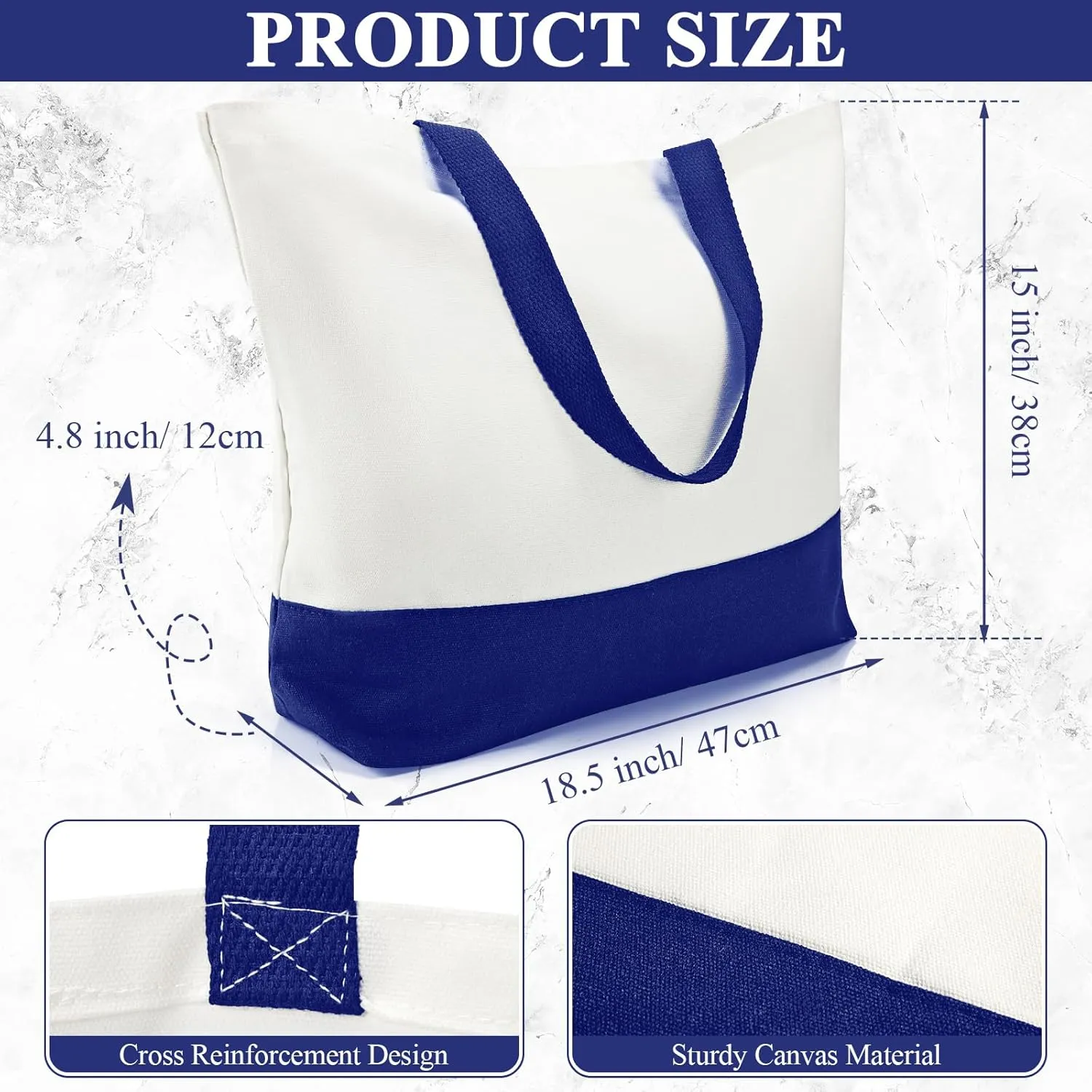 Weewooday 10 Pack Canvas Tote Bag Large Blank Reusable Grocery Bags with Handles DIY Cloth for Shopping Beach Travel