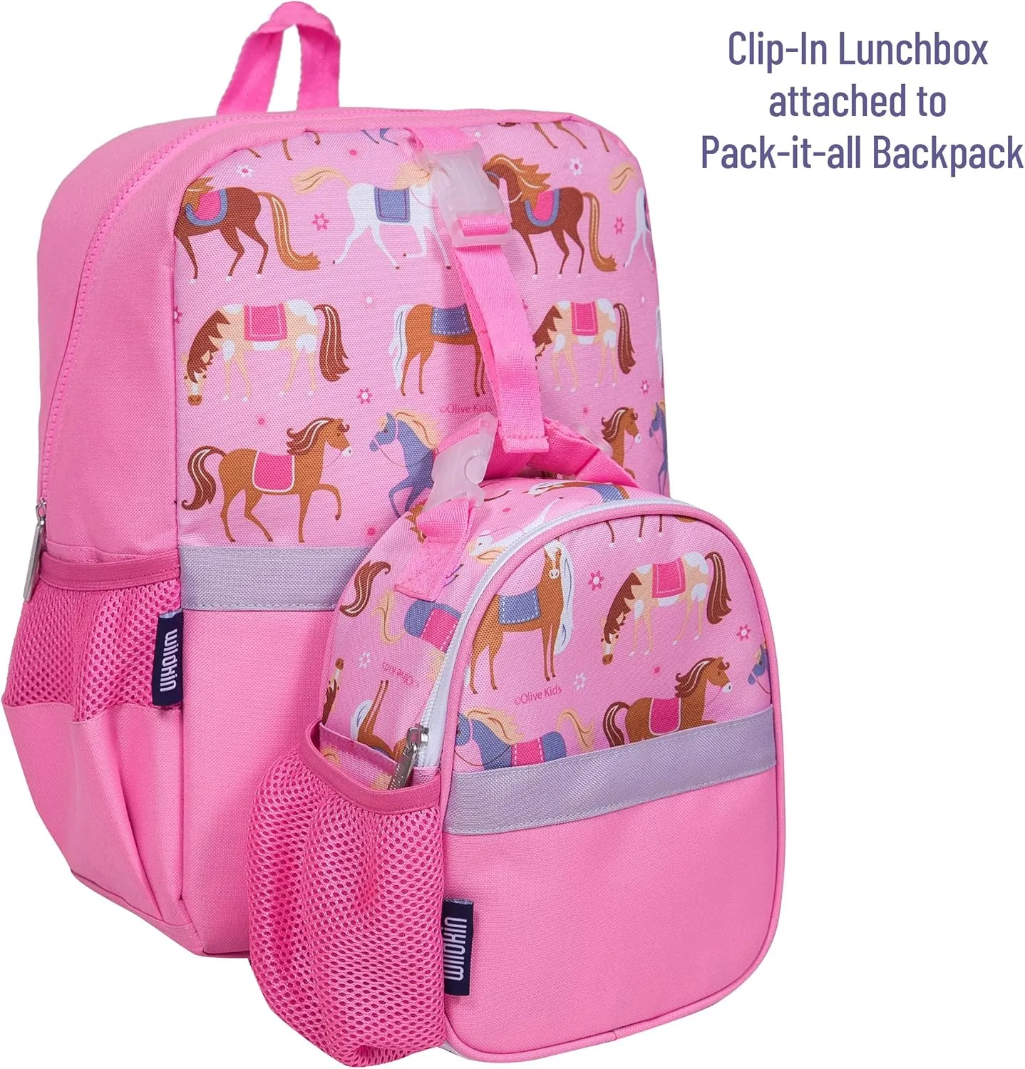 Wildkin Insulated Clip-in Lunch Box for Kids - Ideal for Kids’ Snacks, School & Travel - Horses