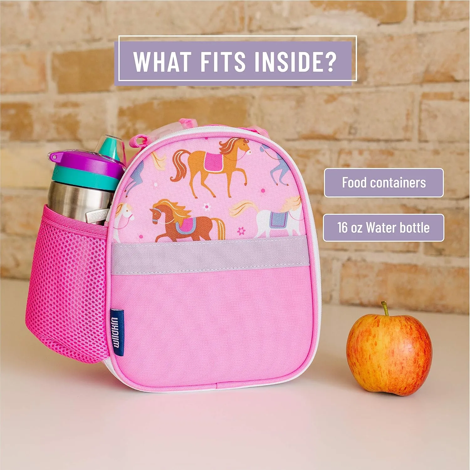 Wildkin Insulated Clip-in Lunch Box for Kids - Ideal for Kids’ Snacks, School & Travel - Horses