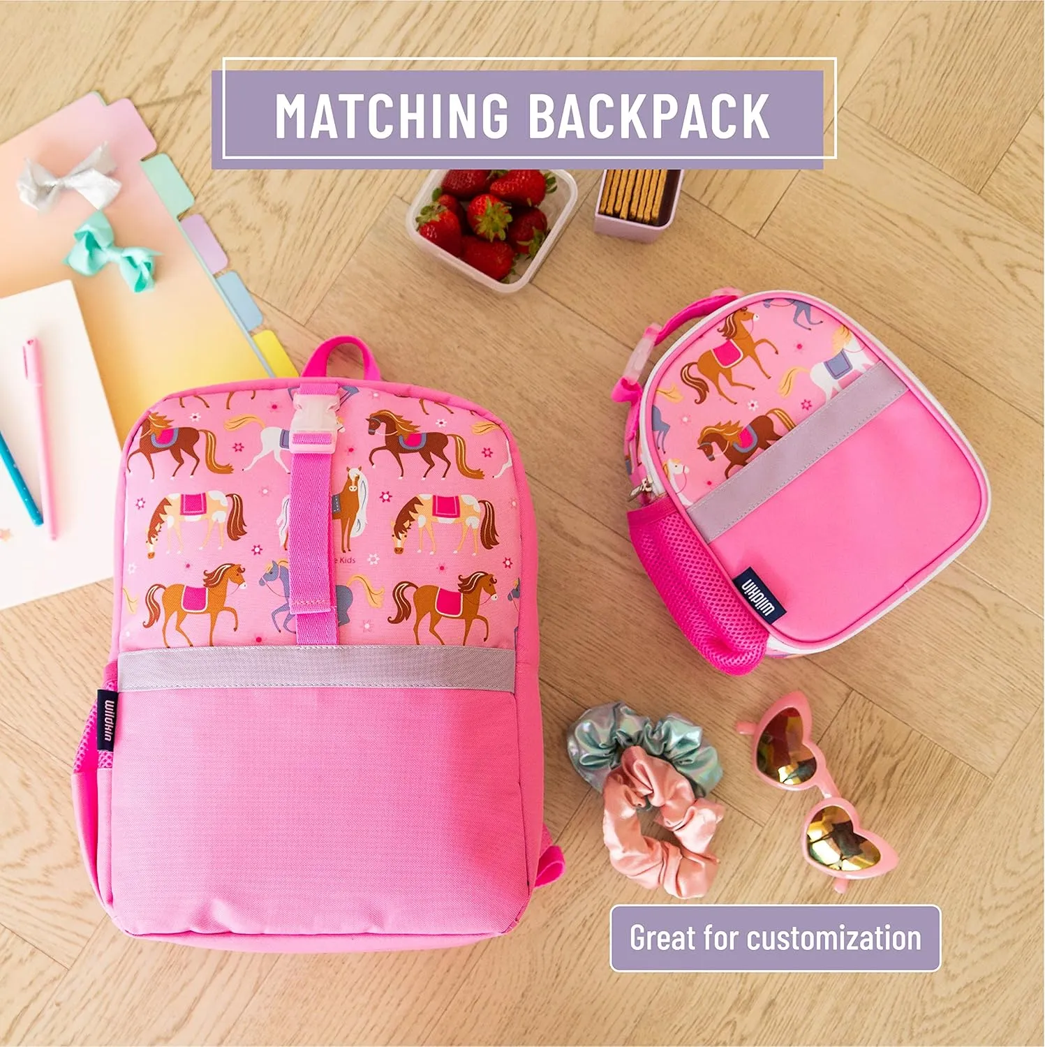 Wildkin Insulated Clip-in Lunch Box for Kids - Ideal for Kids’ Snacks, School & Travel - Horses