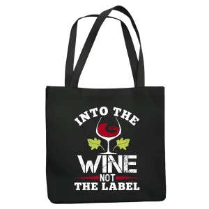 Wine Gift Idea Insightful and Inspired Message for Creative Thinkers Navy Black Multicolor Canvas Tote Bag