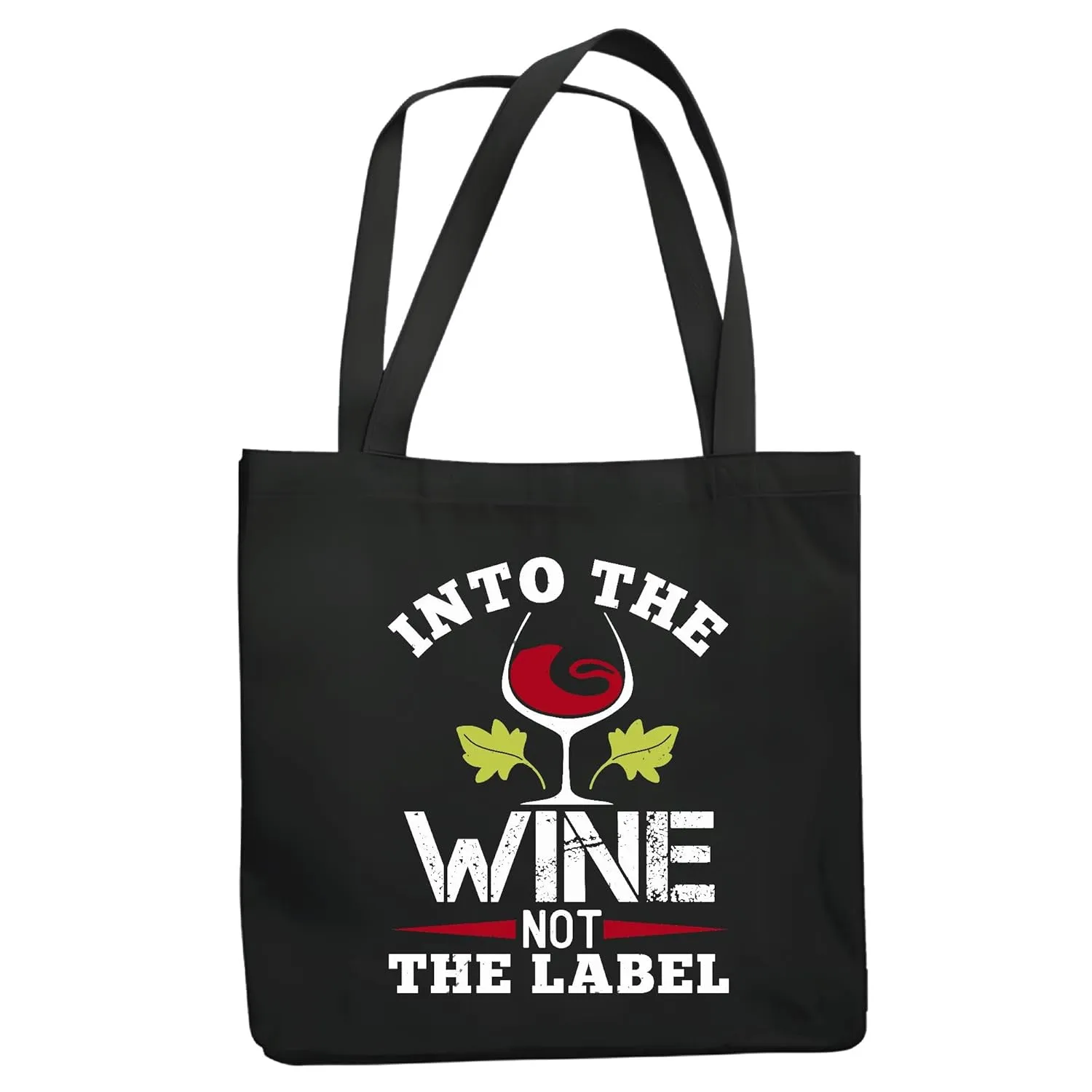 Wine Gift Idea Insightful and Inspired Message for Creative Thinkers Navy Black Multicolor Canvas Tote Bag