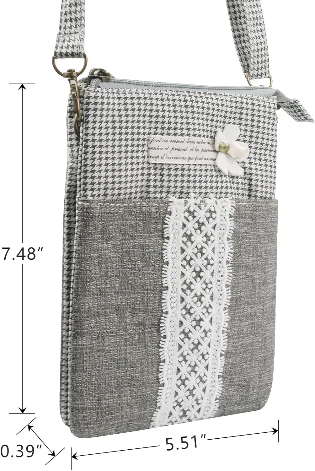 WITERY Leaf Pattern Canvas Cell Phone Purse Wallet Lightweight Small Crossbody Purse Bags for Women Girls