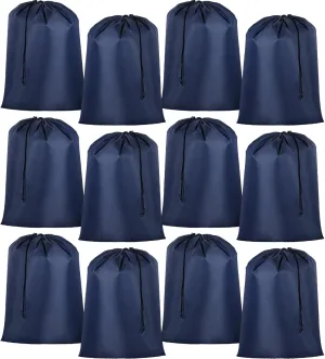 Woanger 12 Pack 28 x 45 Inch Extra Large Laundry Bags Bulk Washable Travel Laundry Bag with Drawstring Closure Large Dirty Clothes Organizer for College Dorm Home Hotel Camping(Navy Blue)