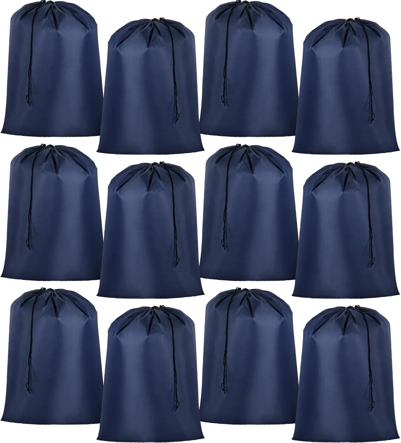 Woanger 12 Pack 28 x 45 Inch Extra Large Laundry Bags Bulk Washable Travel Laundry Bag with Drawstring Closure Large Dirty Clothes Organizer for College Dorm Home Hotel Camping(Navy Blue)