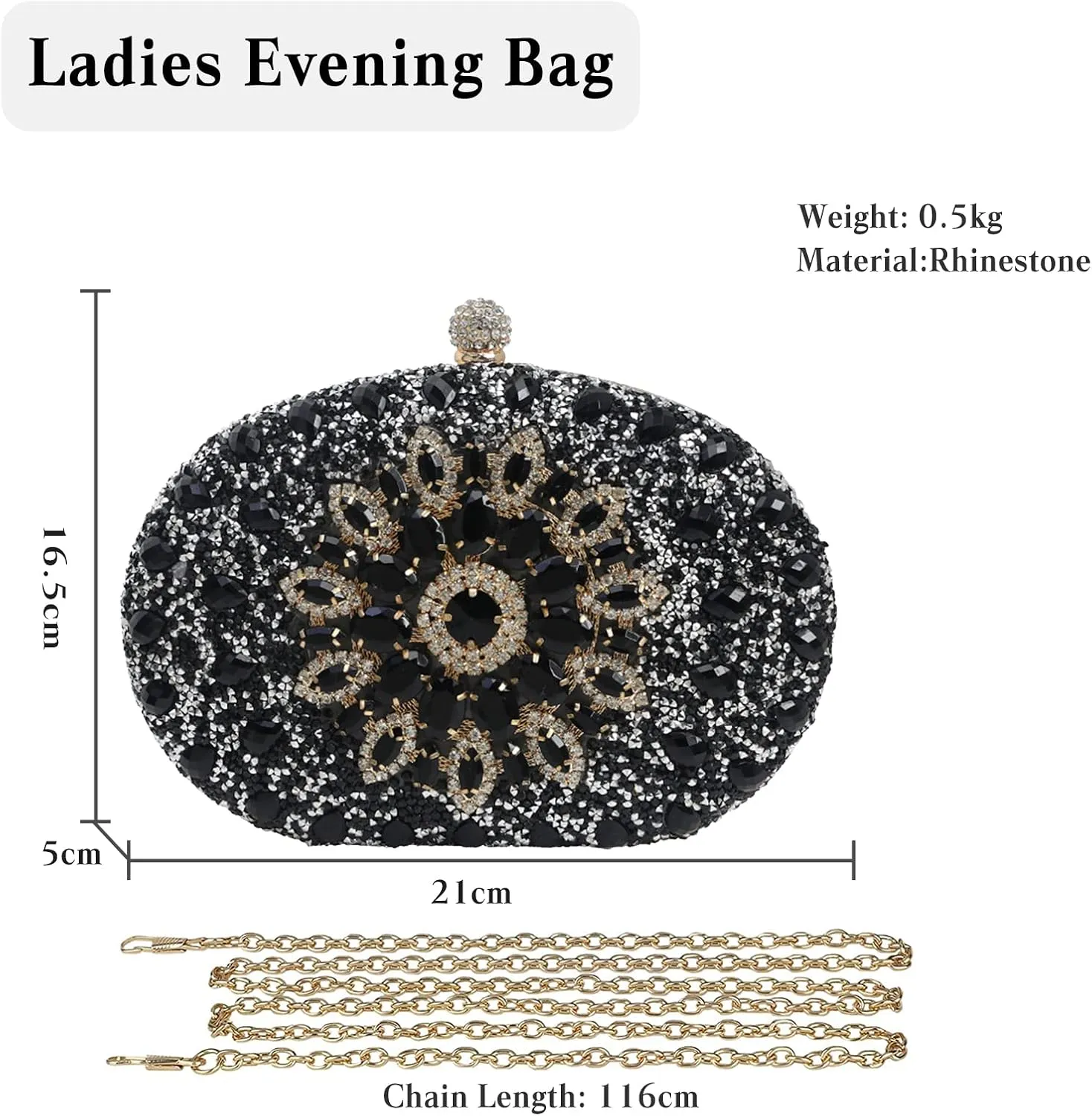 Women Evening Bag Rhinestone Clutch Purse Sparkly Sequin Handbag