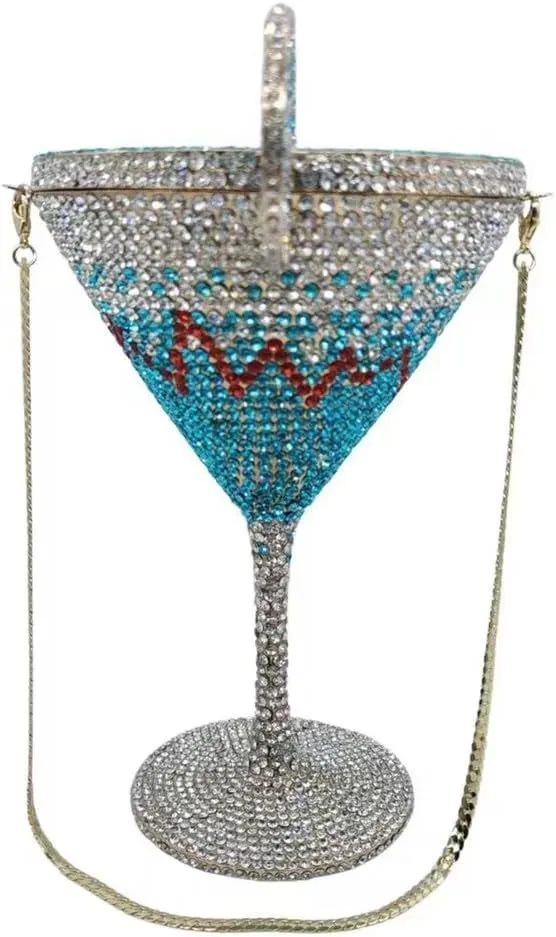 Women Goblet Rhinestone Evening Bag Cocktail Cup Diamond Clutch Funny Crystal Prom Handbag Wedding Purse for Party