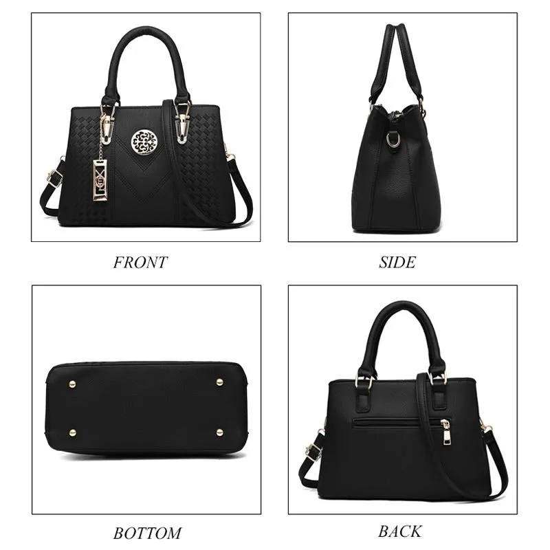 Women Leather Messenger Handbag - Stylish and Functional - Black