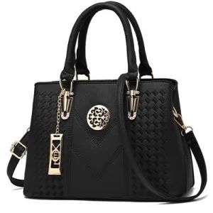 Women Leather Messenger Handbag - Stylish and Functional - Black