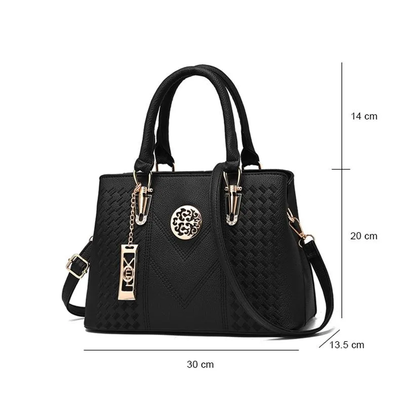 Women Leather Messenger Handbag - Stylish and Functional - Black