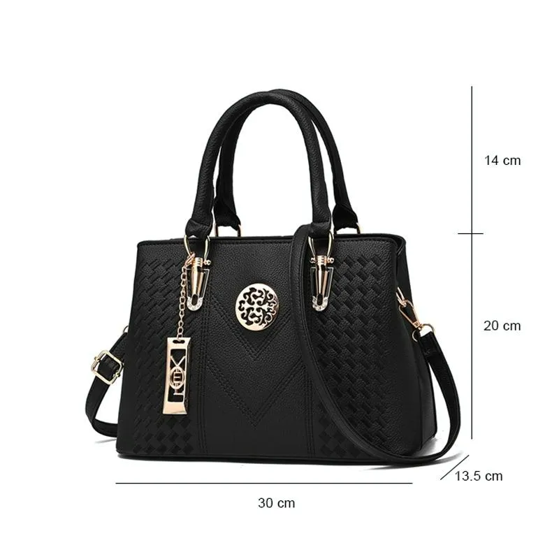 Women Leather Messenger Handbag - Stylish and Functional - Black